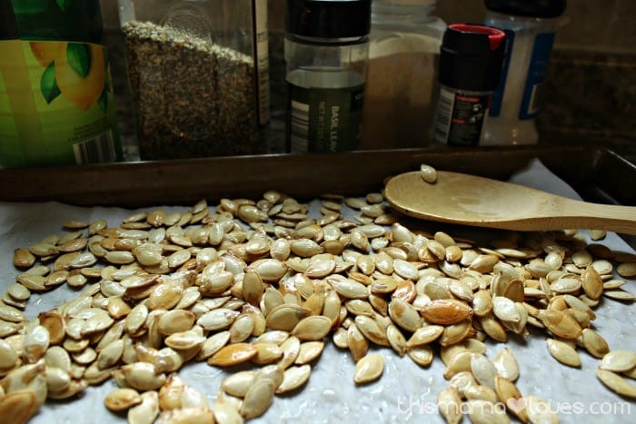 Coconut Oil Roasted Pumpkin Seeds with Basil, Lime, and Sea Salt