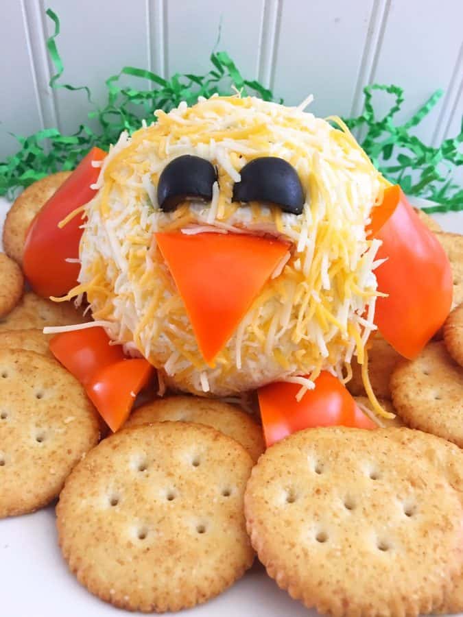 Spring Chick Cheeseball Easter Appetizer Recipe from This Mama Loves