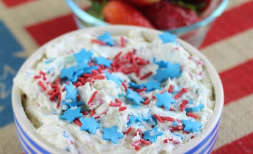 Red White Blue Patriotic Cake Batter Dip Recipe for Fruit
