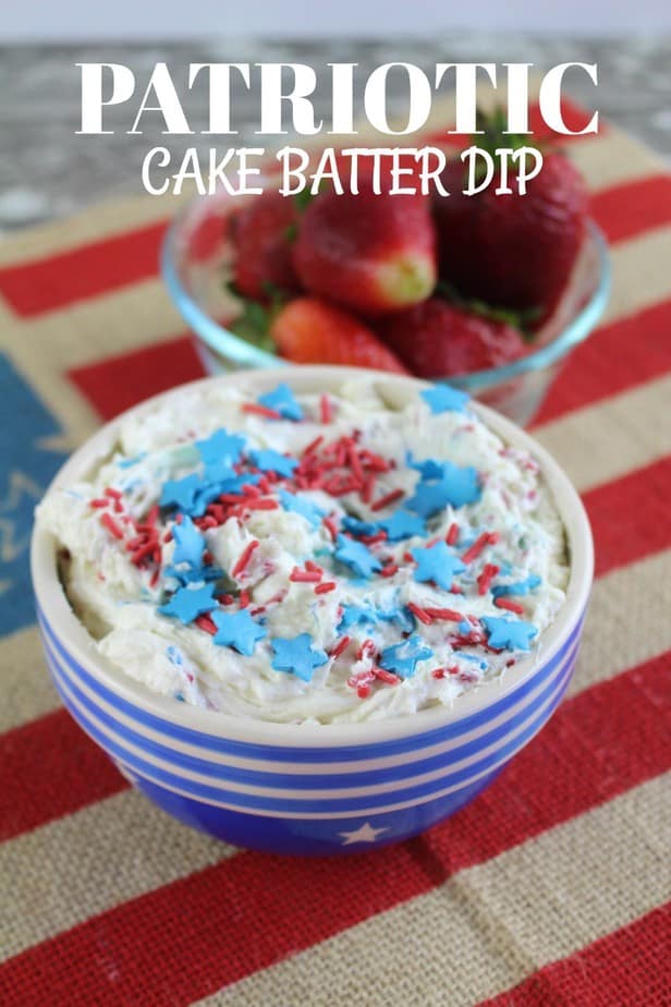 Red White Blue Patriotic Cake Batter Dip Recipe for Fruit