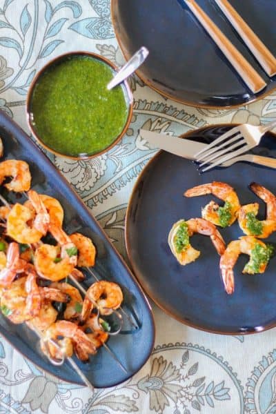 Shrimp on Barbie with Chimichurri Sauce from The Chef Next Door