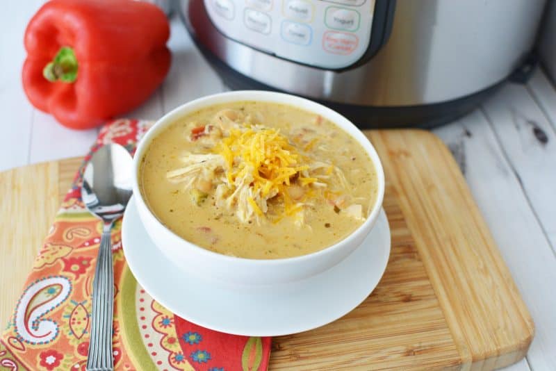 Instant Pot Creamy Verde Chicken Chili Recipe from Trim Healthy Mama #TrimHealthyTable