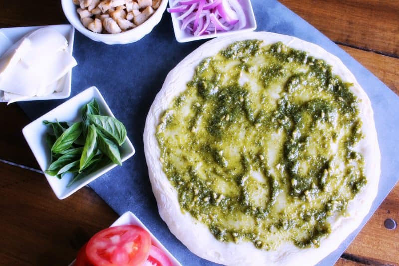 Chicken Pesto Pizza Recipe from This Mama Loves