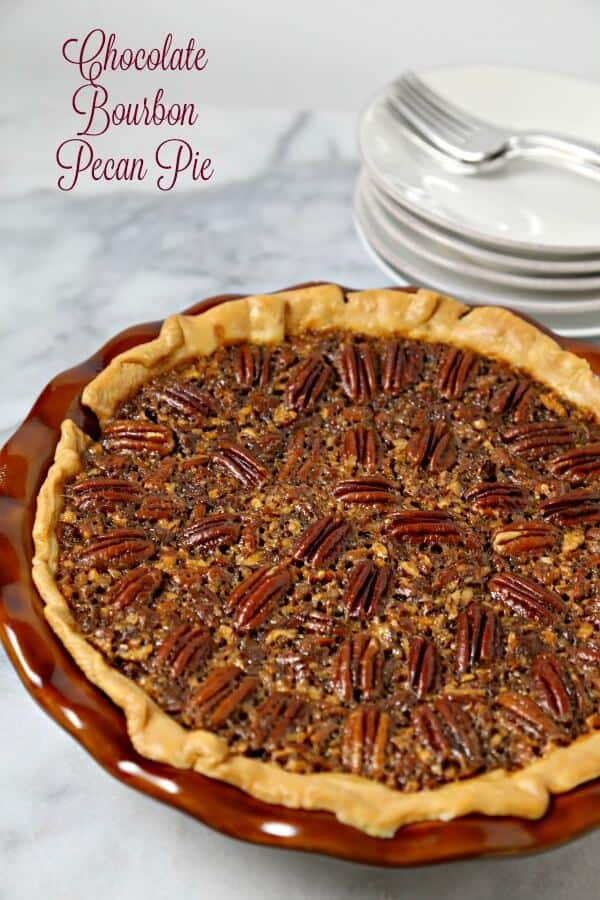 Chocolate Bourbon Pecan Pie from Cooking in Stilettos