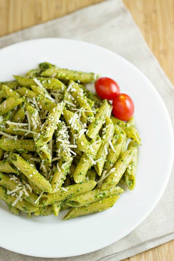 Pasta-with-Spinach-Basil-Pesto-Recipe-from-Home-Cooking-Memories