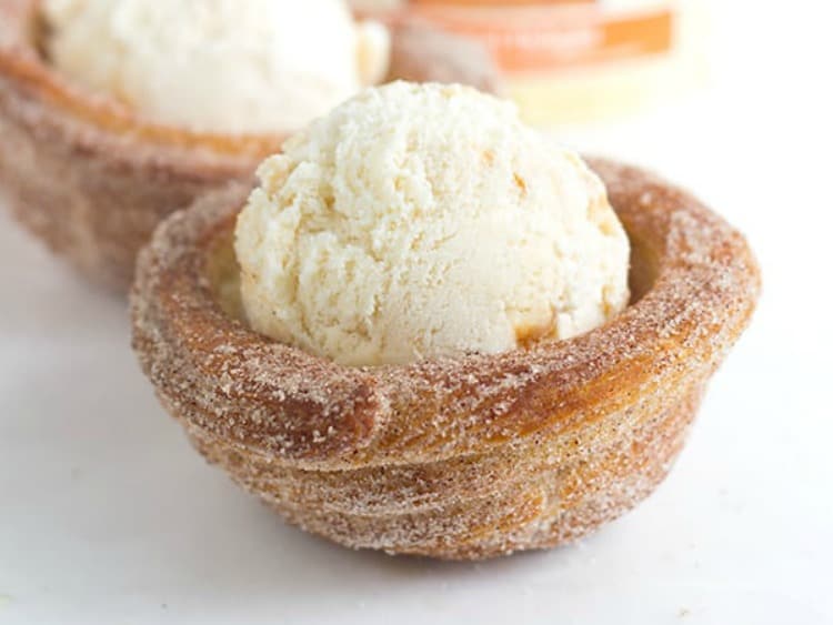 Churro Ice Cream Cups from Cookie Dough and Oven Mitt