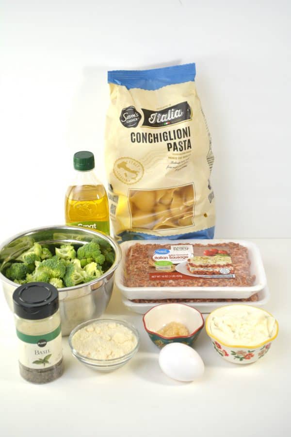 Sausage and Broccoli Conchiglioni Pasta ingredients