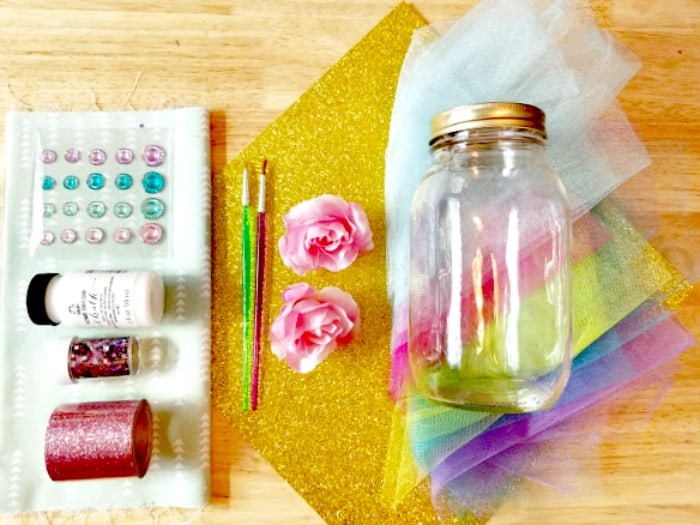 Cute DIY Mason Jar Unicorn Craft Tutorial Supplies