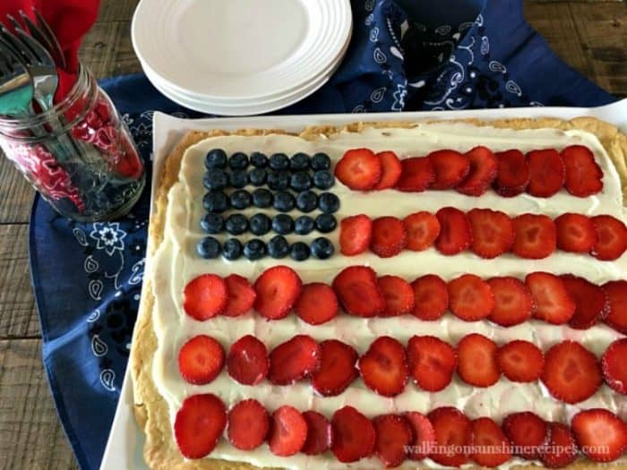 Flag Fruit Sugar Cookie Pizza from Walking on Sunshine Recipes