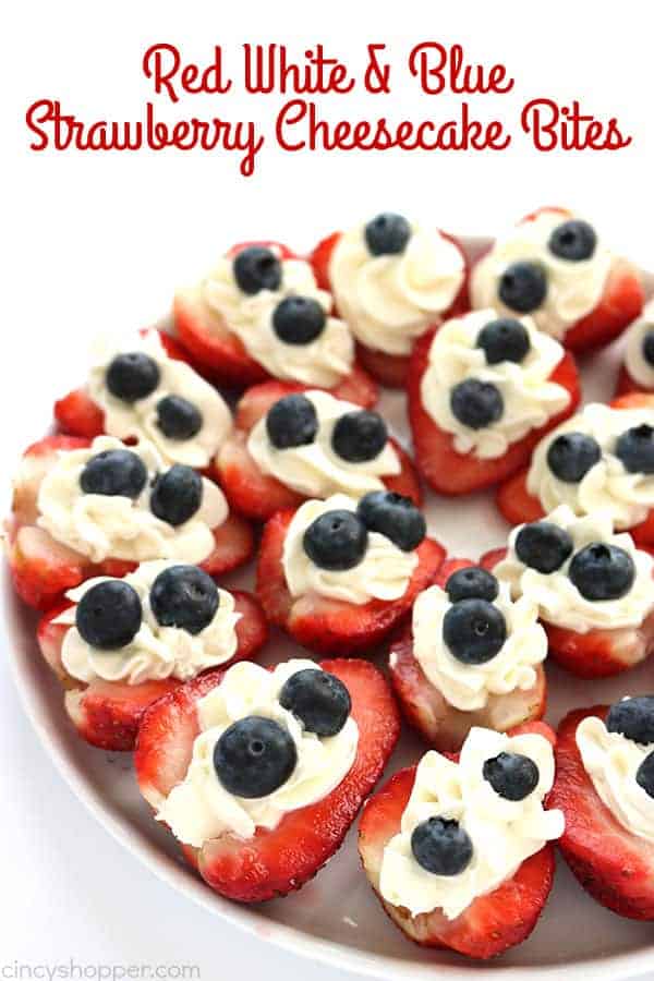 Red White and Blue Strawberry Cheesecake Bites from Cincy Shopper
