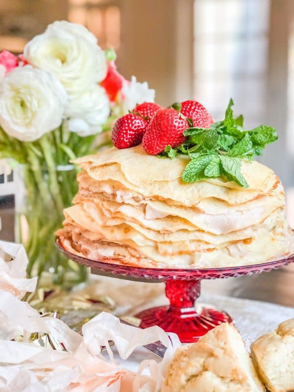 Roasted Strawberry Crepe Cake from The Kittchen