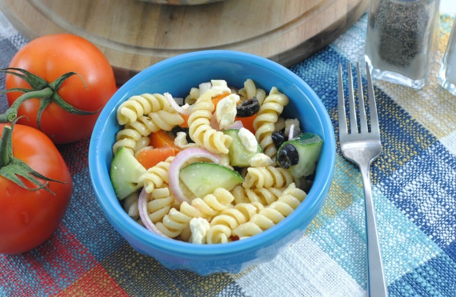 Favorite Greek Pasta Salad Recipe from This Mama Loves