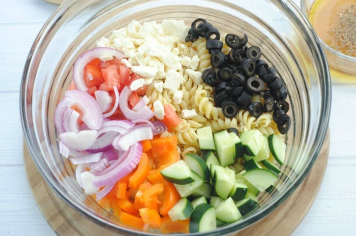 Favorite Greek Pasta Salad Recipe from This Mama Loves