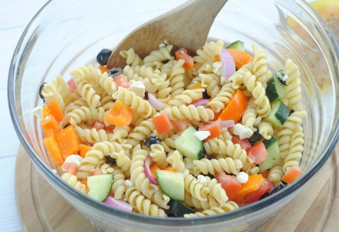 Favorite Greek Pasta Salad Recipe from This Mama Loves