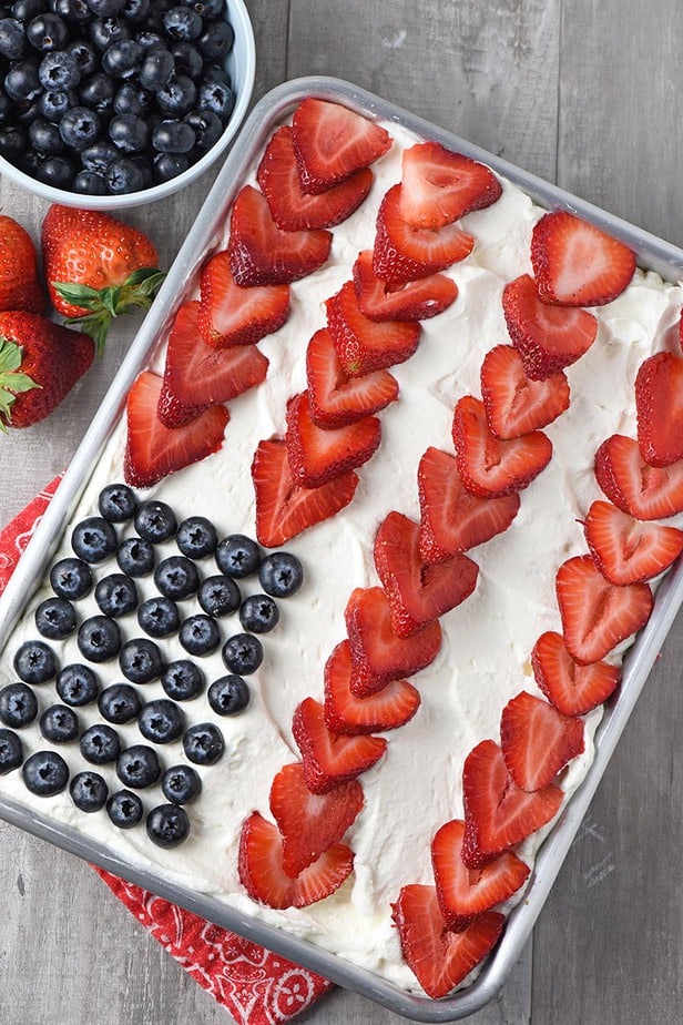 Strawberry Jello Flag Cake from Adventures of Mel