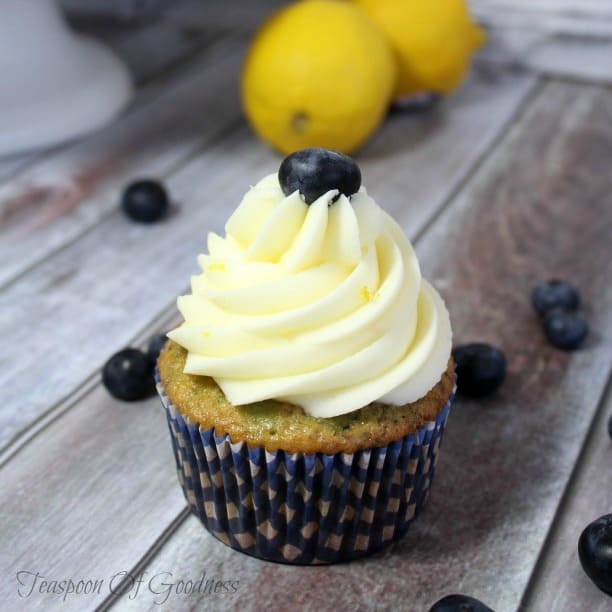 Lemon Blueberry Cupcakes with Lemon Buttercream Frosting from Teaspoon of Goodness