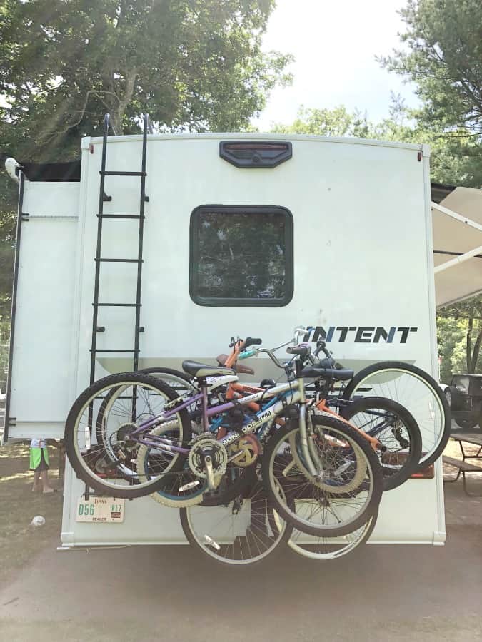 back of winnebago with bikes