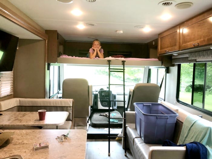 view from sink of winnebago