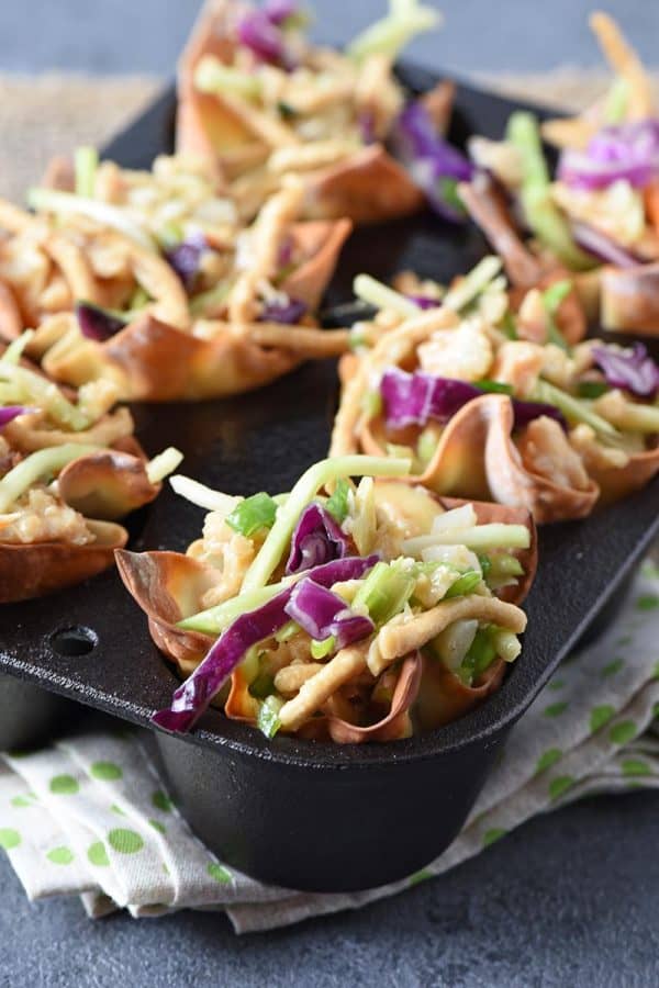Asian Chicken Salad Wonton Cups from Adventures of Mel