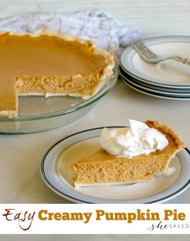 Easy Creamy Pumpkin Pie from She Saved