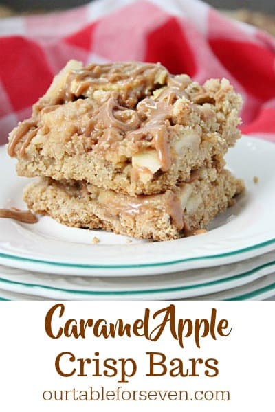 Salted Caramel Apple Crisp Bars from Our Table for Seven