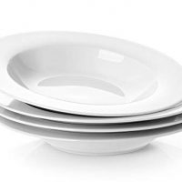 YHY 8-1/4-inch Porcelain Soup Bowls/Rim Bowl Set, White, Set of 4