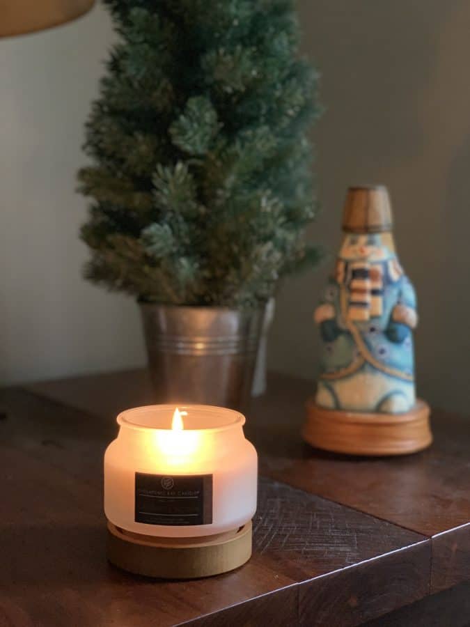 chesapeake bay candle lit on table