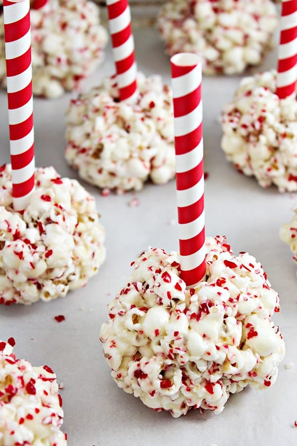 Christmas Peppermint Popcorn Balls from Home Cooking Memories