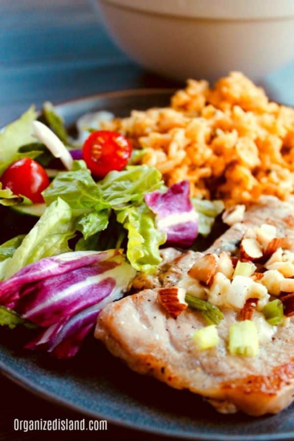 Skillet Pork Chops with Feta Cheese from Organized Island