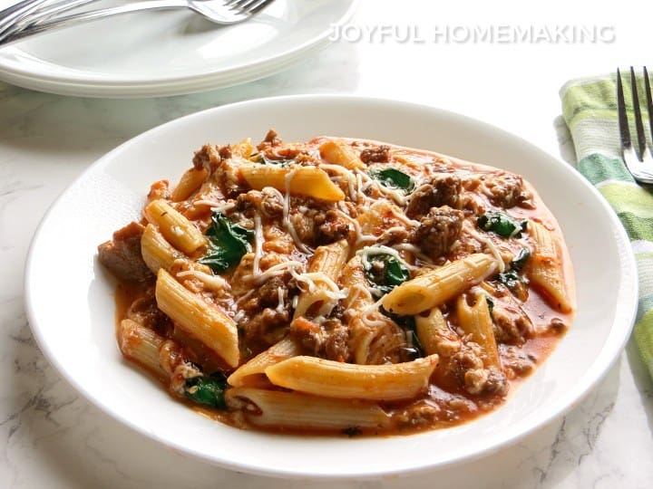Beef and Spinach Pasta from Joyful Homemaking