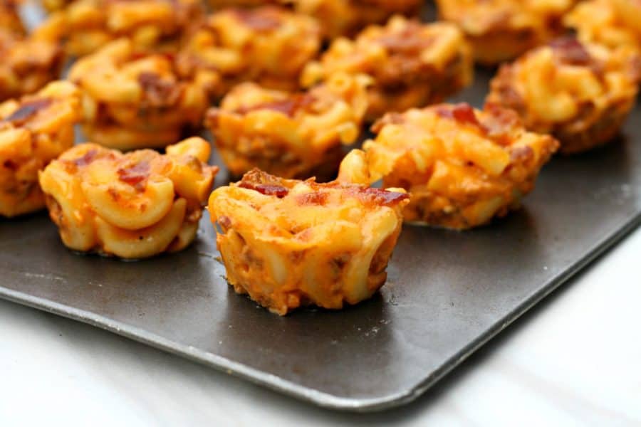 Chorizo Bacon Mac and Cheese Bites from Looney for Food