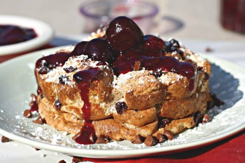 Chocolate Cherry French Toast Casserole from Looney for Food