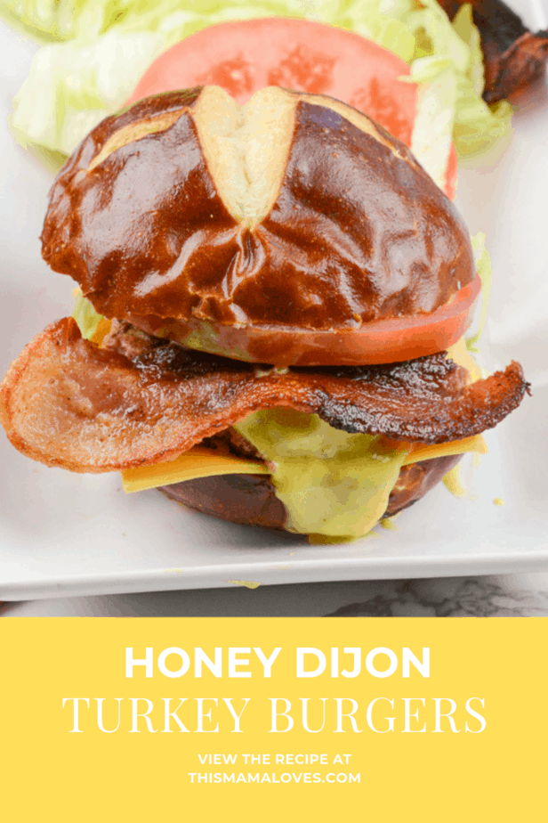 Cheesy Bacon Honey Dijon Turkey Burgers