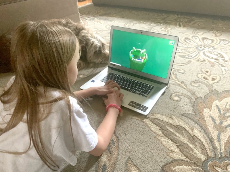 kid playing computer with dog Keeping Kids Safe Online