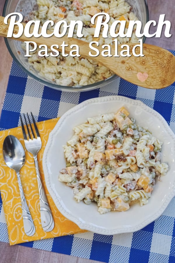 Bacon Ranch Pasta Salad Recipe from This Mama Loves