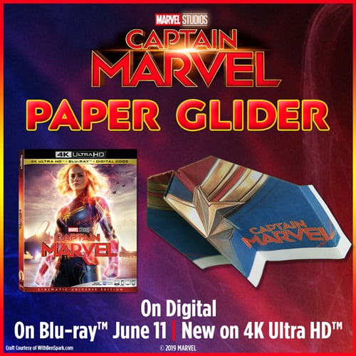 captain marvel paper glider craft