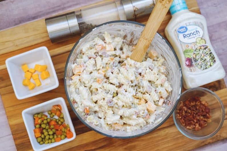 Bacon Ranch Pasta Salad Process