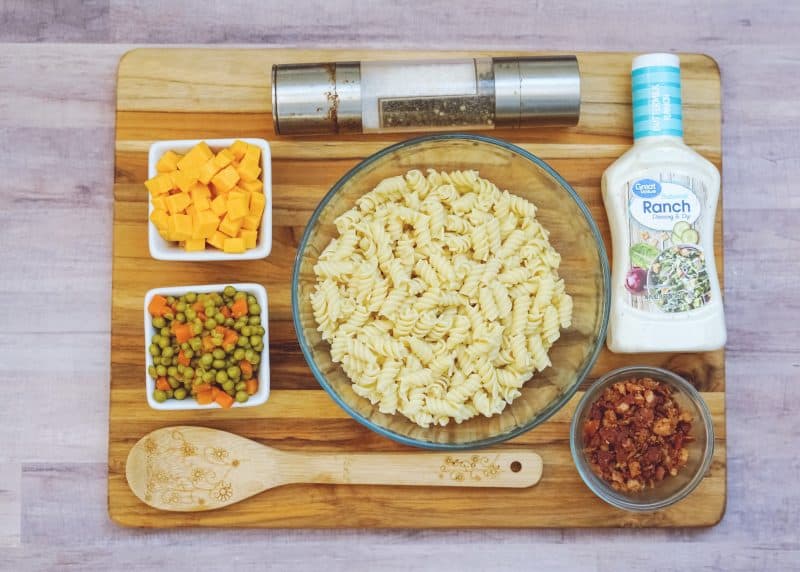 Bacon Ranch Pasta Salad Process