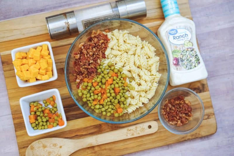 Bacon Ranch Pasta Salad Process