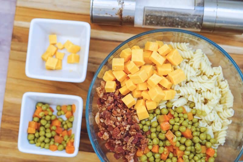 Bacon Ranch Pasta Salad Process