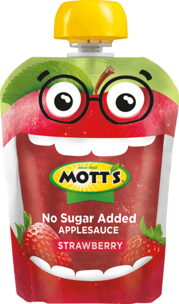 strawberry applesauce in clear pouch