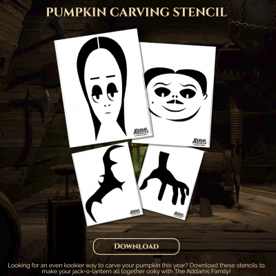 free printable Addams Family Movie pumpkin carving stencils