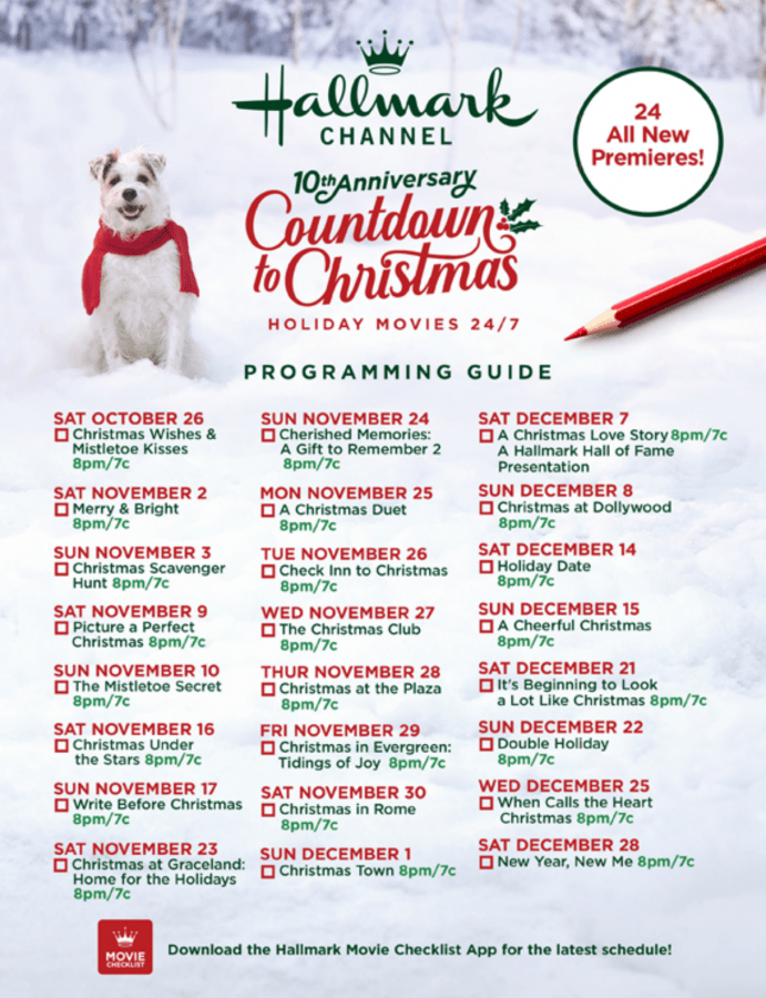 2019 hallmark countdown to christmas schedule