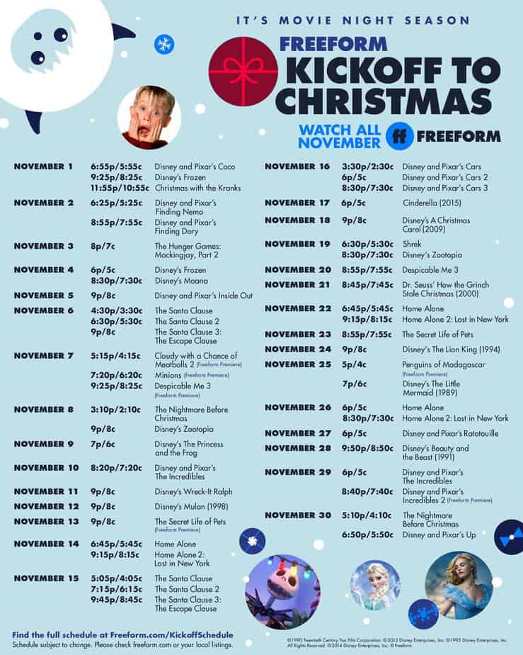 freeform kickoff to christmas 2020 schedule