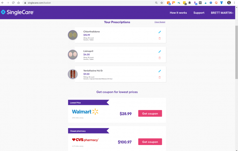 savings prescription card for multiple medications