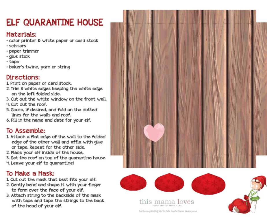 printable elf on the shelf isolation house for coronavirus quarantine