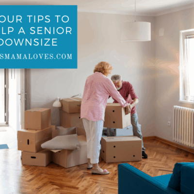 seniors packing boxes to move in small living room
