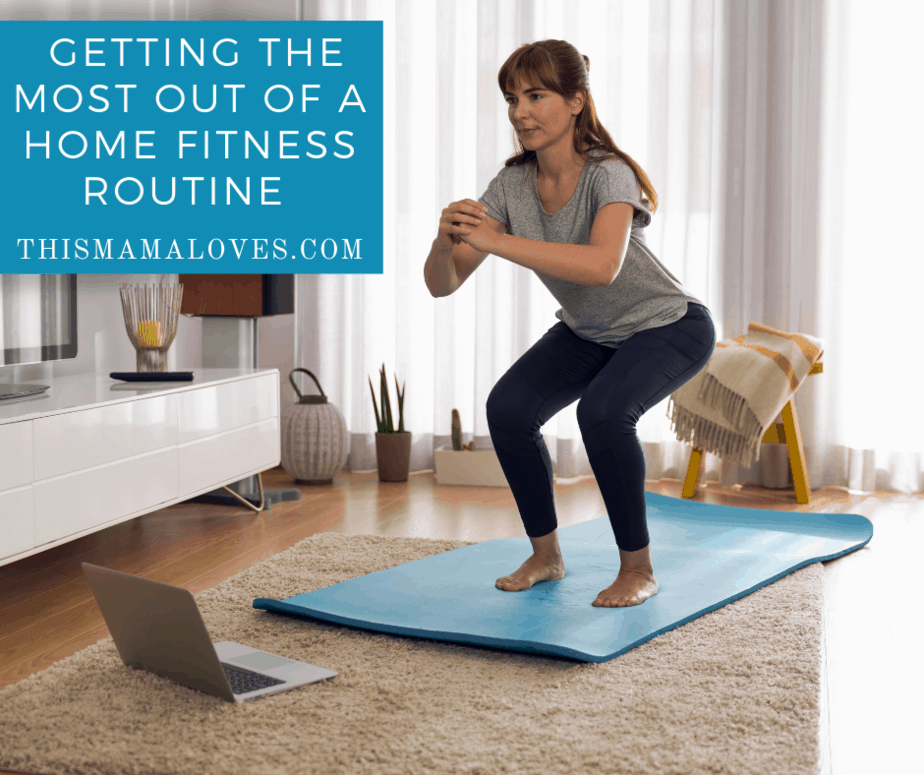 woman doing squats on exercise mat at home