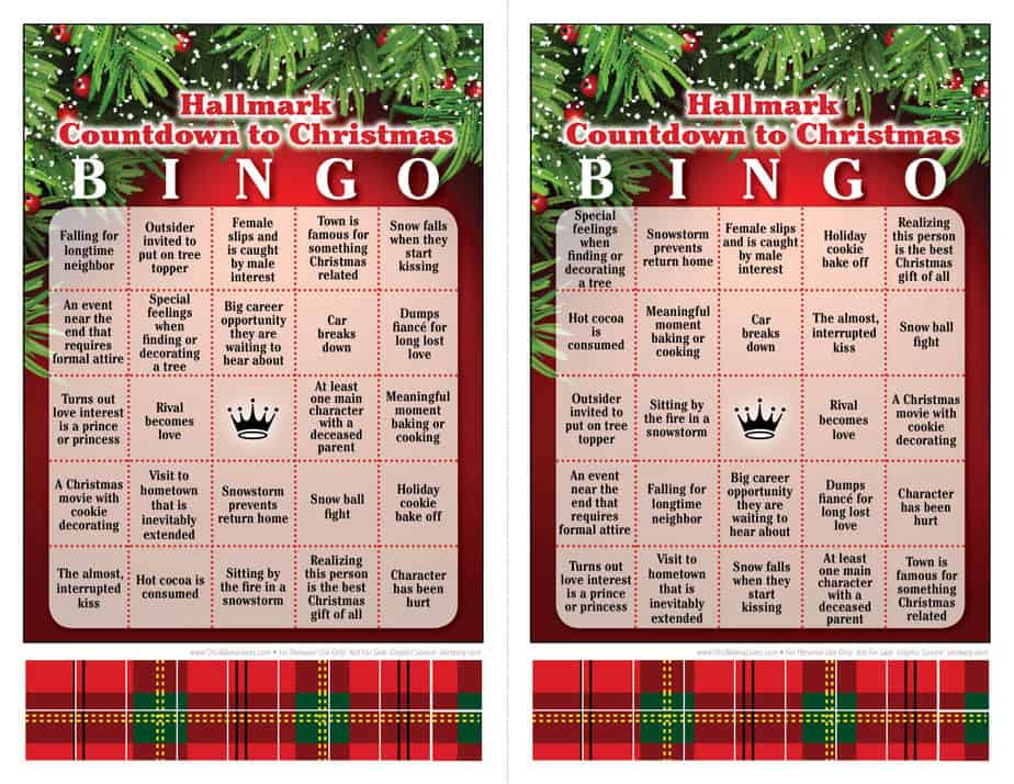 Hallmark Christmas Movie Bingo