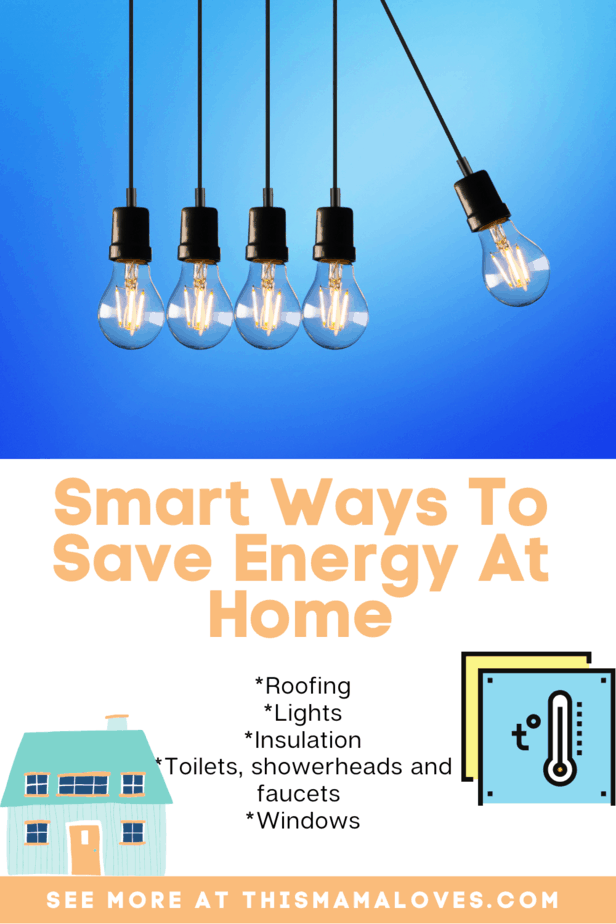 collage with ideas of 7 Smart Ways To Save Energy At Home